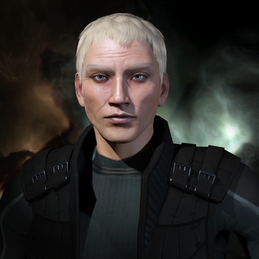 Current capsuleer portrait of Chribba: dark-haired Sebiestor male with a small forehead mark, against a dark studio backdrop; the canonical CCP-published headshot from the 2012 Spotlight