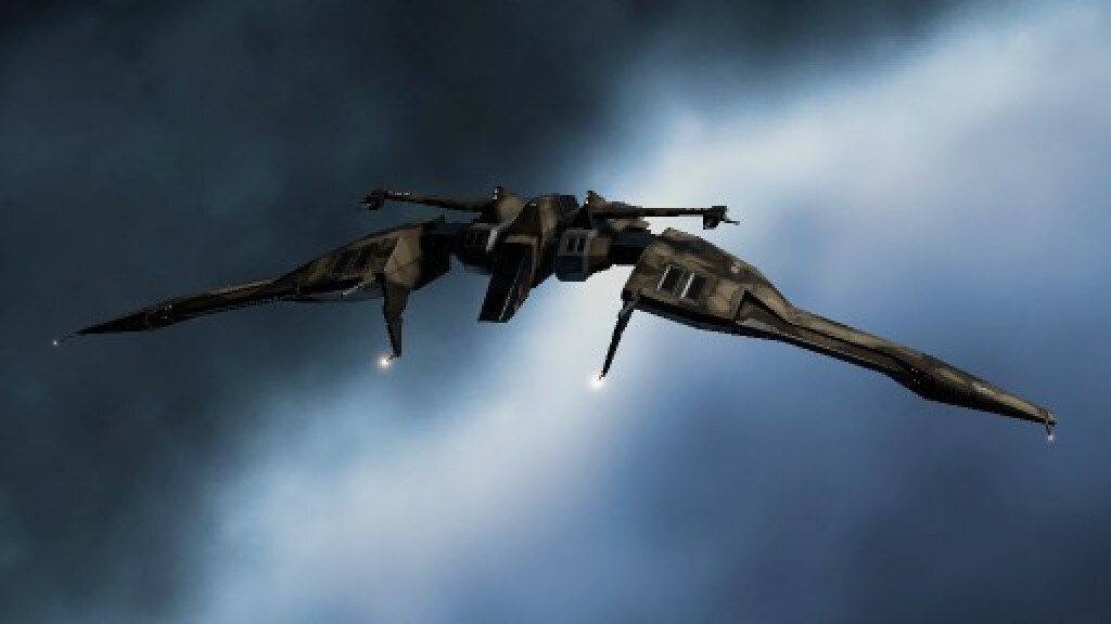 Capsuleer Day 2014 - the Gecko, the heavy combat drone gifted (three per pilot) for EVE's eleventh anniversary, rendered against a nebula