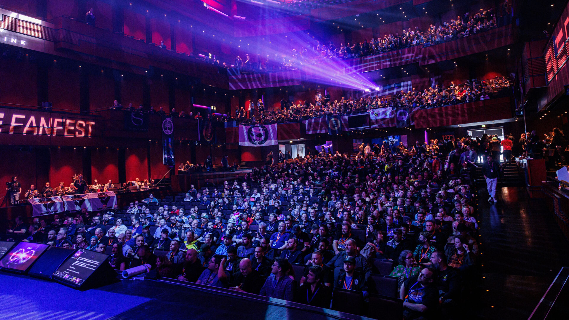 The EVE Fanfest 2026 keynote audience fills the Harpa main hall in Reykjavik