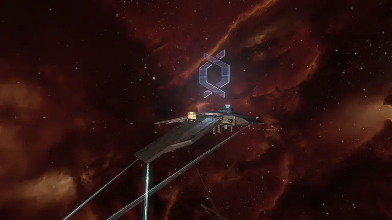 The Project Discovery Phase One Monument at Lanngisi (Metropolis) - capsuleer Entosis Link beams converge on the structure, whose Entosis port queries the database of elite Phase One contributors