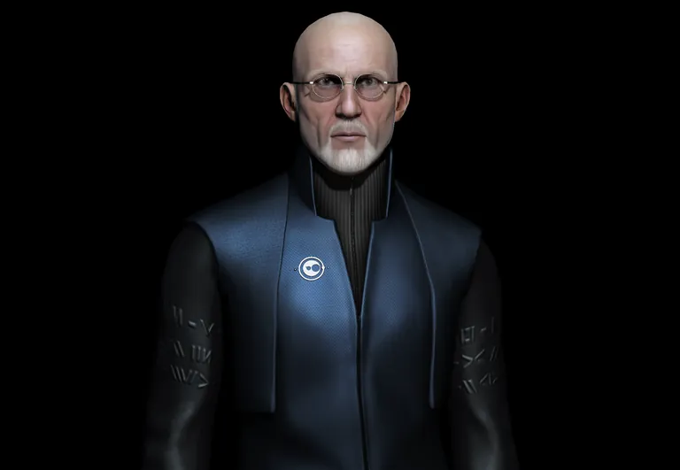 Nobel laureate Michel Mayor rendered as an EVE Online capsuleer - the in-game avatar made for his Project Discovery collaboration