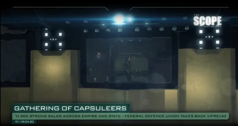 The Scope - additional frame from the Imperial Succession Trials broadcast: another in-station composition from the same YC 119 news arc.