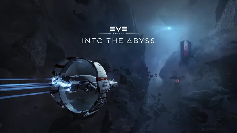 EVE Online Into the Abyss key art - a cruiser entering an abyssal deadspace pocket; the Triglavian expansion revealed at Fanfest 2018