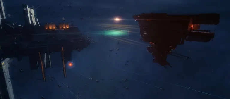 Capital ships hold station in the dark off a Venal structure, a cynosural field glowing between them - attacker point of view, January 2022.