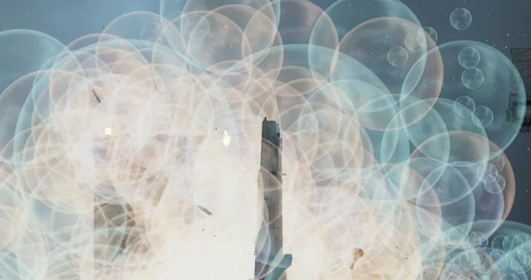 An Upwell structure in the Dronelands drowned in a dense cloud of overlapping warp-disruption bubbles during the Imperium's round-the-clock hellcamp of Pandemic Horde's staging keepstar.