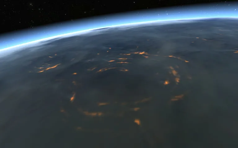 The crash-site devastation covers 1.2 million square kilometers near the Kaalakiota Peaks - a permanent ground-feature scar burned into Caldari Prime's planetary model after the 2013 event