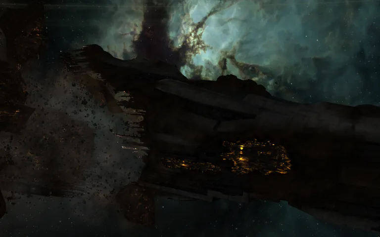 The Titanomachy at B-R5RB - "Shadows of B-R5RB", preserved Titan wrecks silhouetted against the Immensea nebula