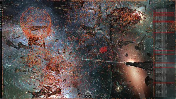 Battle of B-R5RB - overview/UI screenshot showing thousands of dots in system