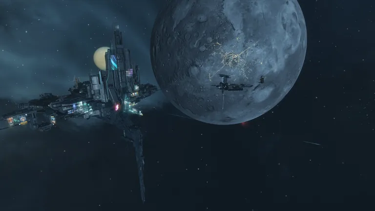 Jita 4-4 trading hub - the Caldari Navy Assembly Plant whose unique station model carries the Worlds Within a World monument unveiled at Fanfest 2014, etched with every subscriber's character name