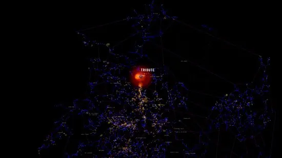 Star map showing M-OEE8 system glowing with kill activity during the Casino War opening