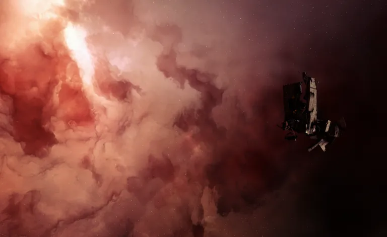 Detail shot of the Fort Knocks wreck panel against the J115405 cosmic-signature backdrop