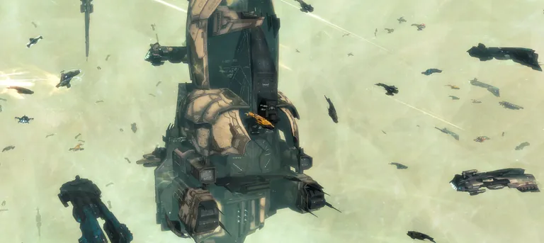 Imperium ships in the heavy bubble field around the 1DQ1-A gate as PAPI fleets feed into the meat-grinder.