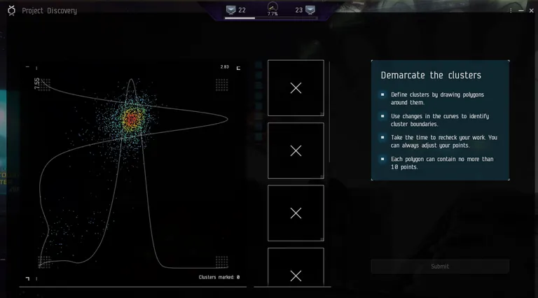 Phase Four's new X/Y density-curve view, used to read complex blood samples with more precision