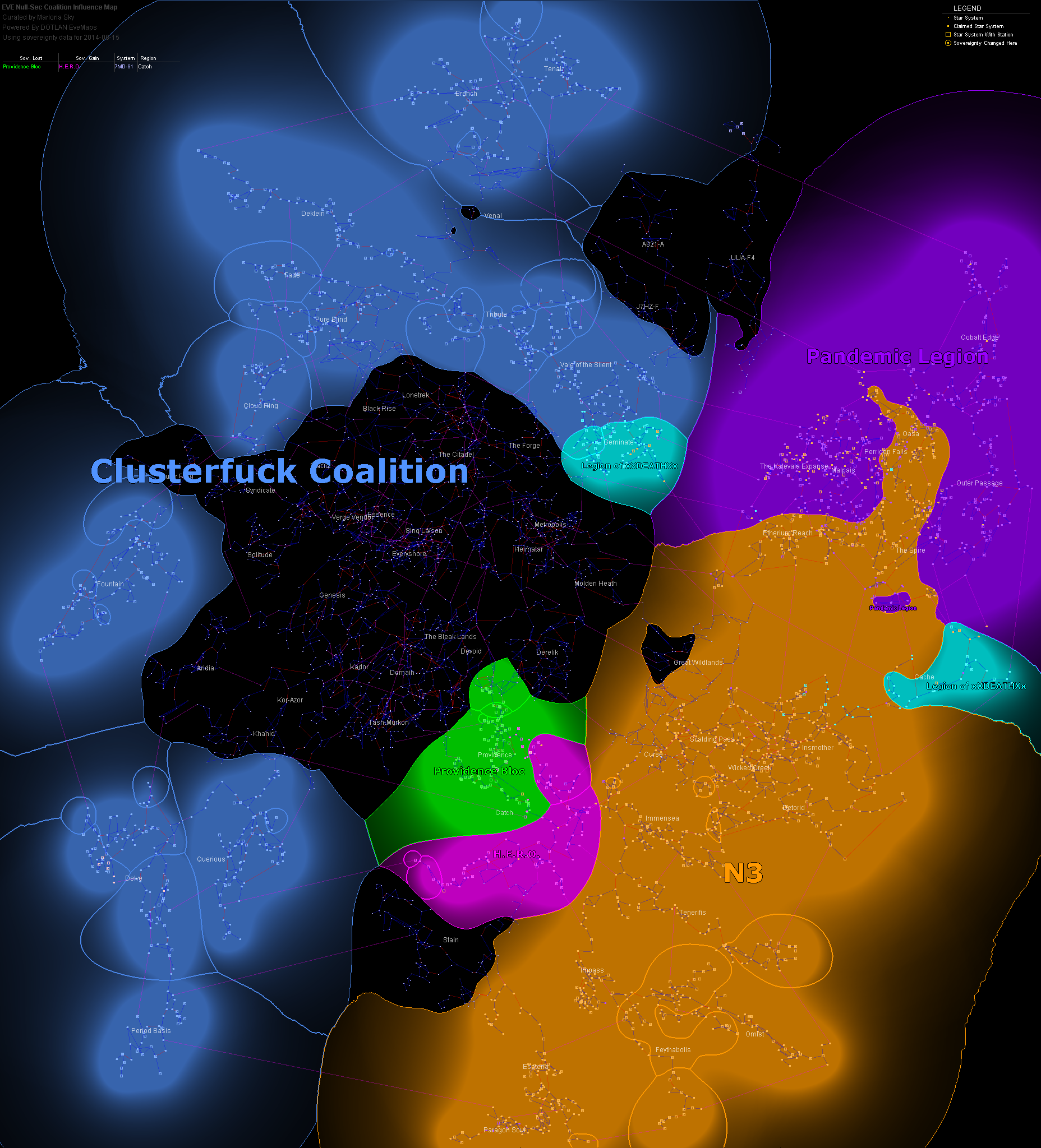 coalition map of New Eden, 2014-08-15