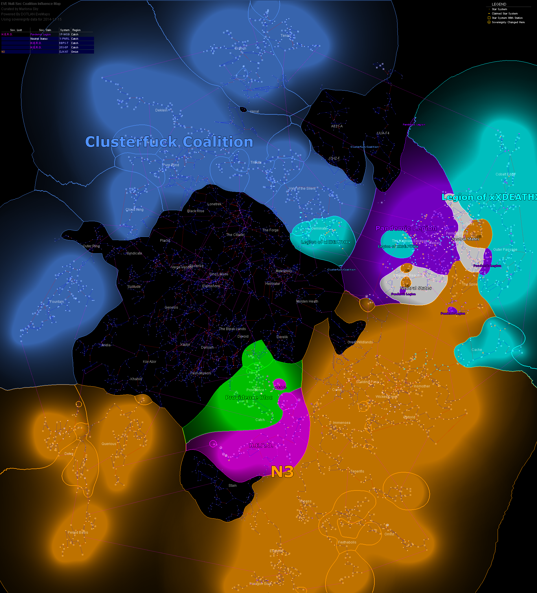 coalition map of New Eden, 2014-11-15