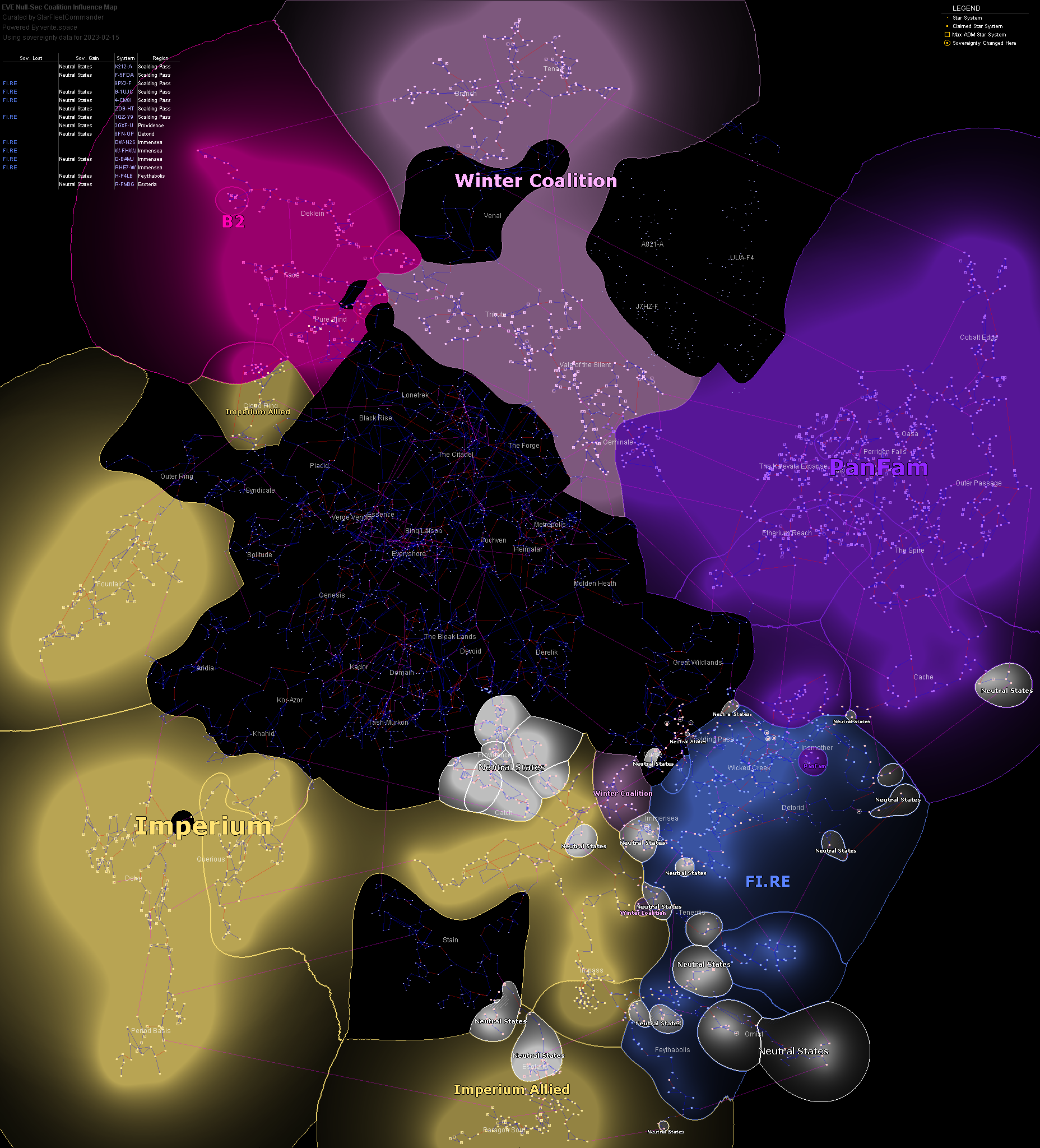 coalition map of New Eden, 2023-02-15