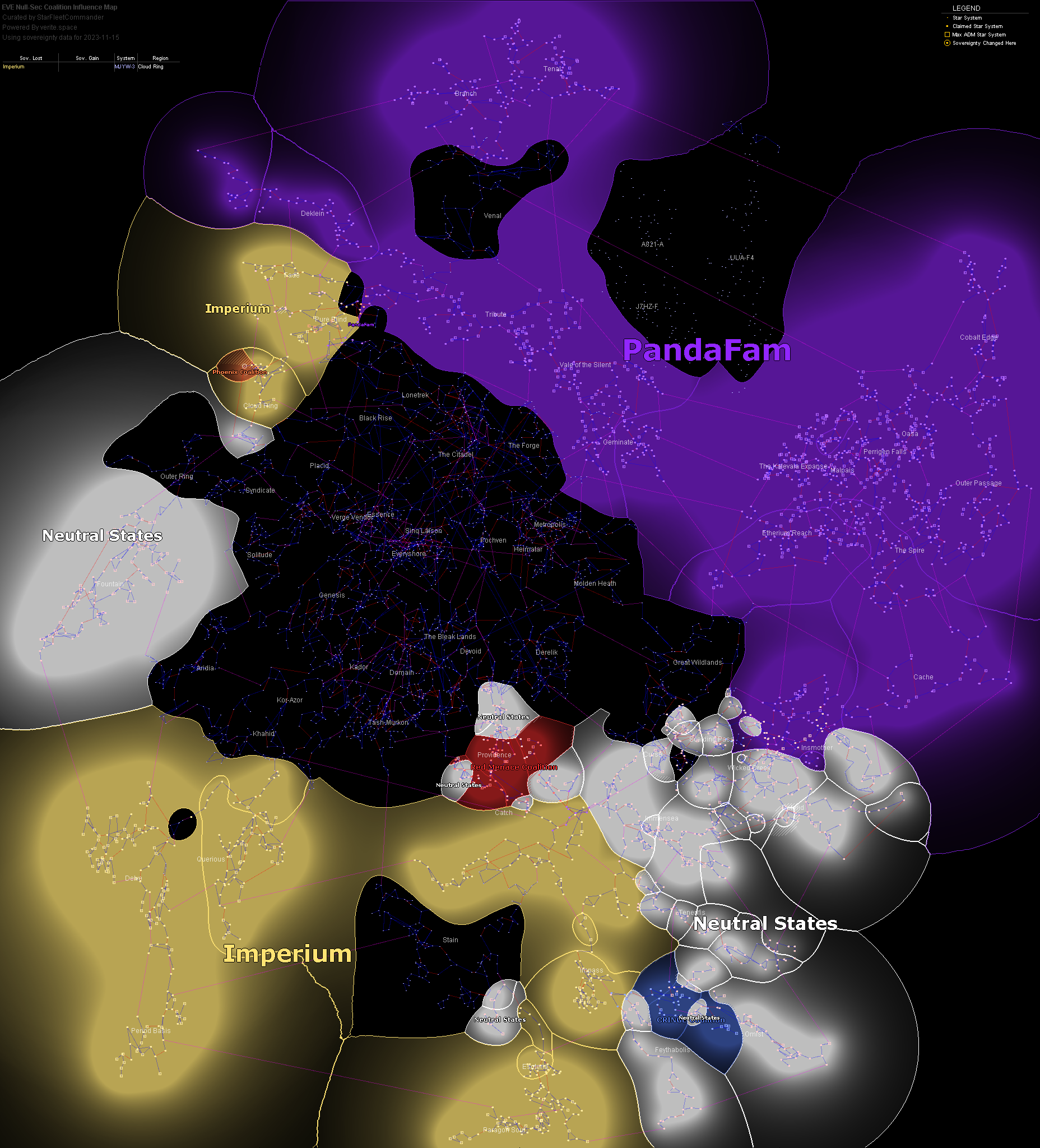 coalition map of New Eden, 2023-11-15