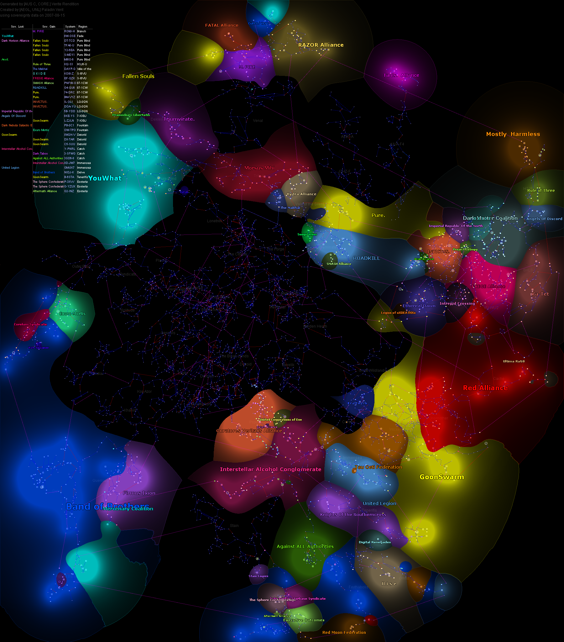 influence map of New Eden, 2007-08-15