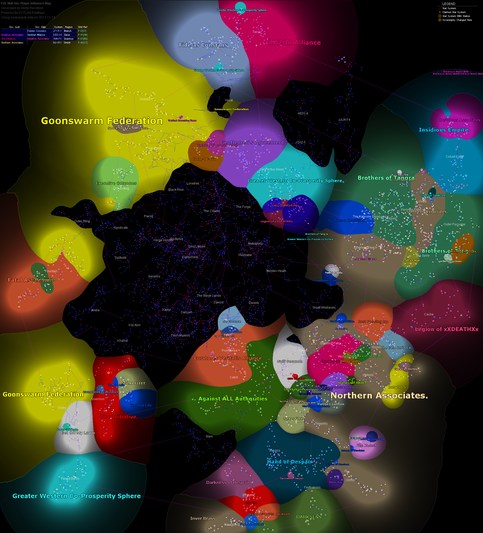 influence map of New Eden, 2013-11-15