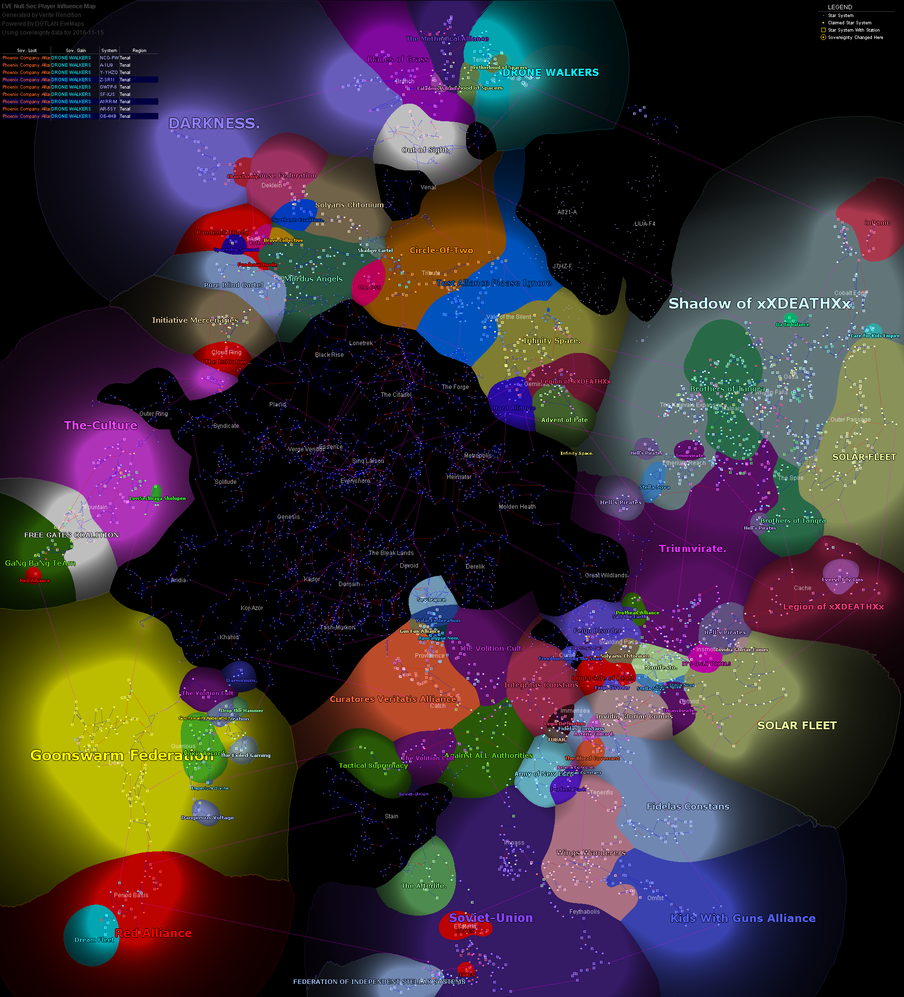 influence map of New Eden, 2016-11-15