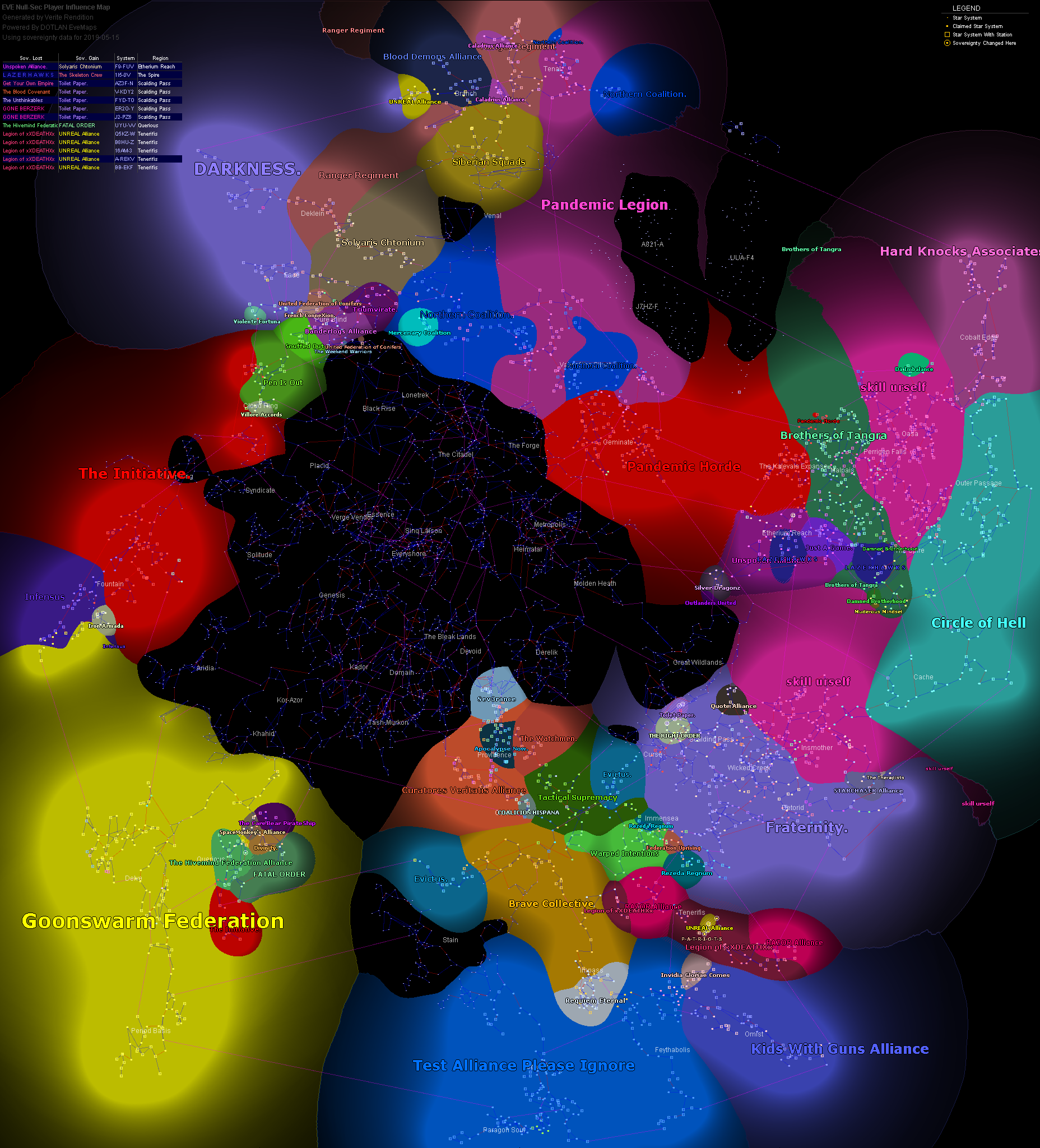 influence map of New Eden, 2019-05-15