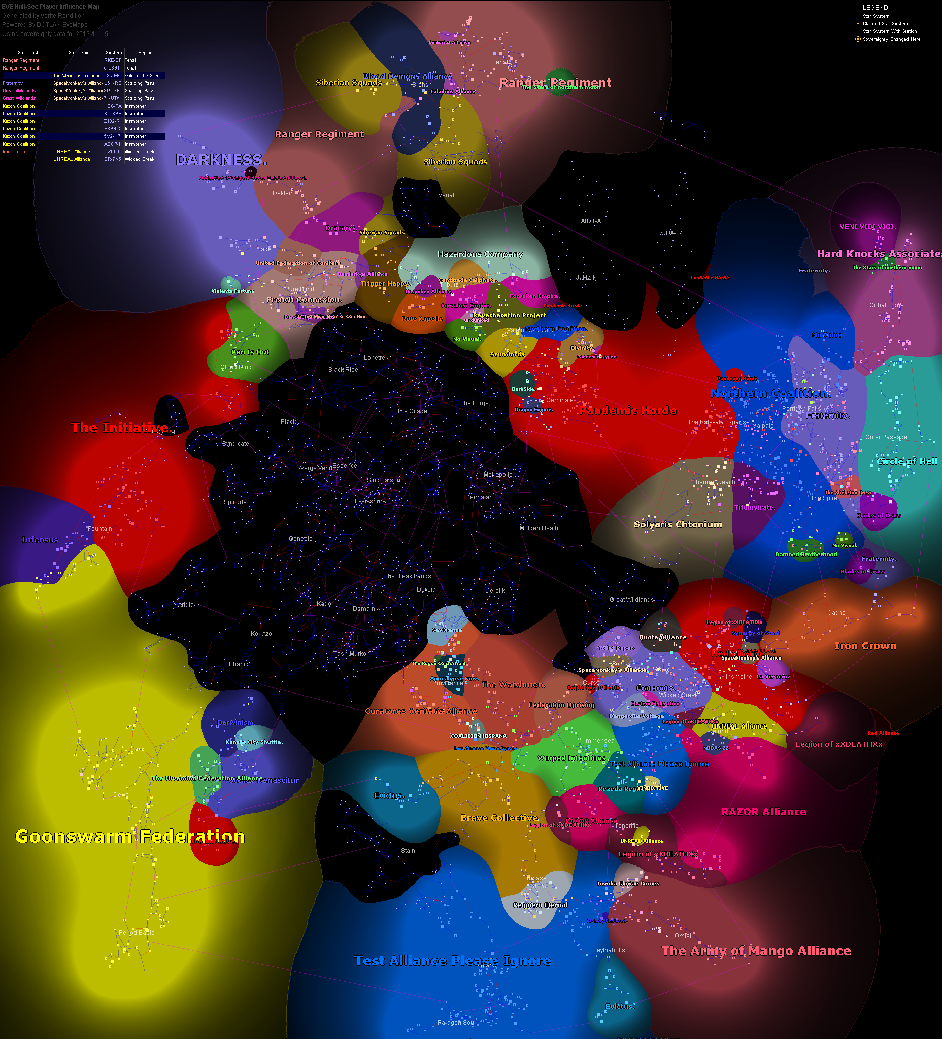 influence map of New Eden, 2019-11-15