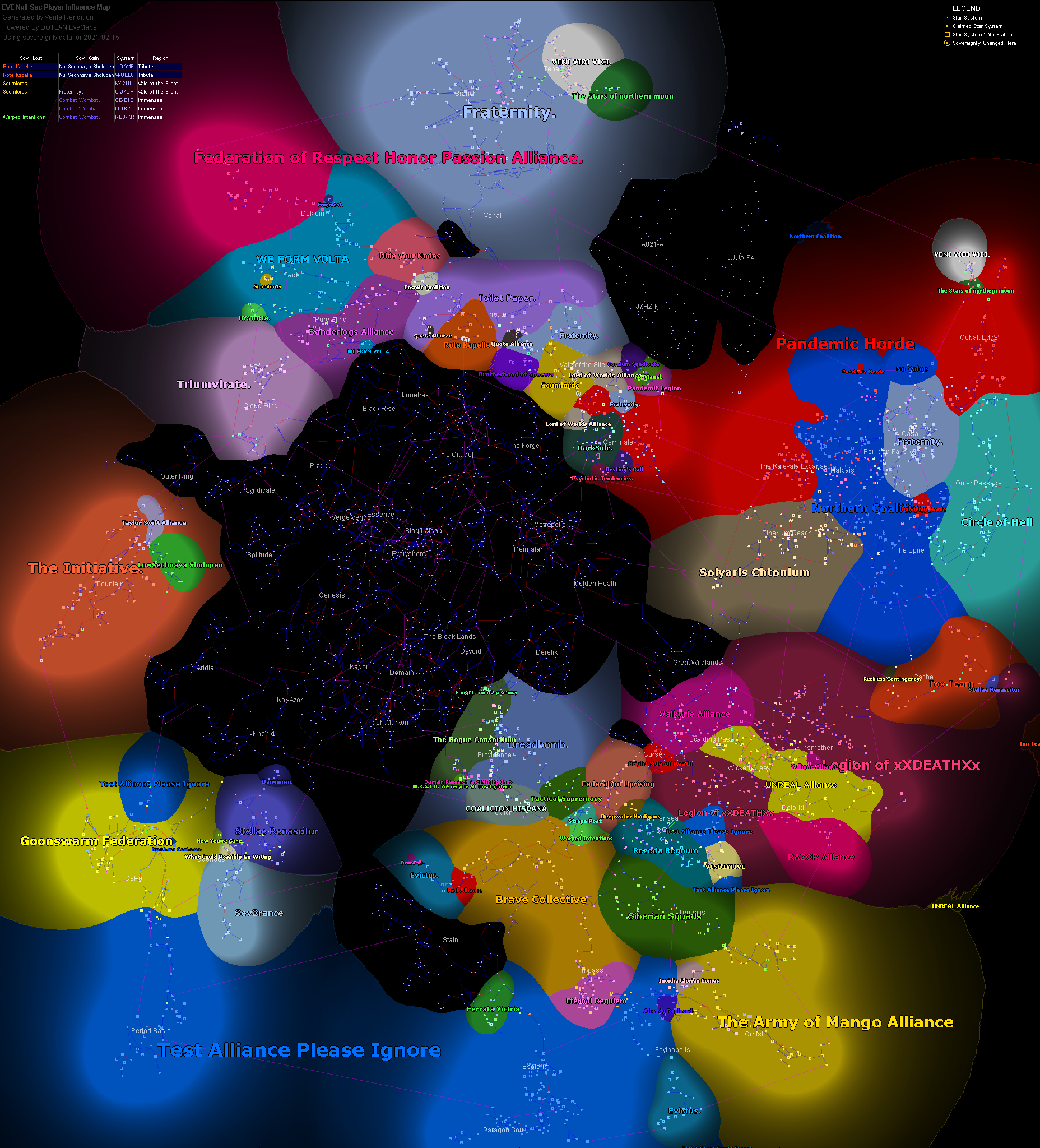 influence map of New Eden, 2021-02-15