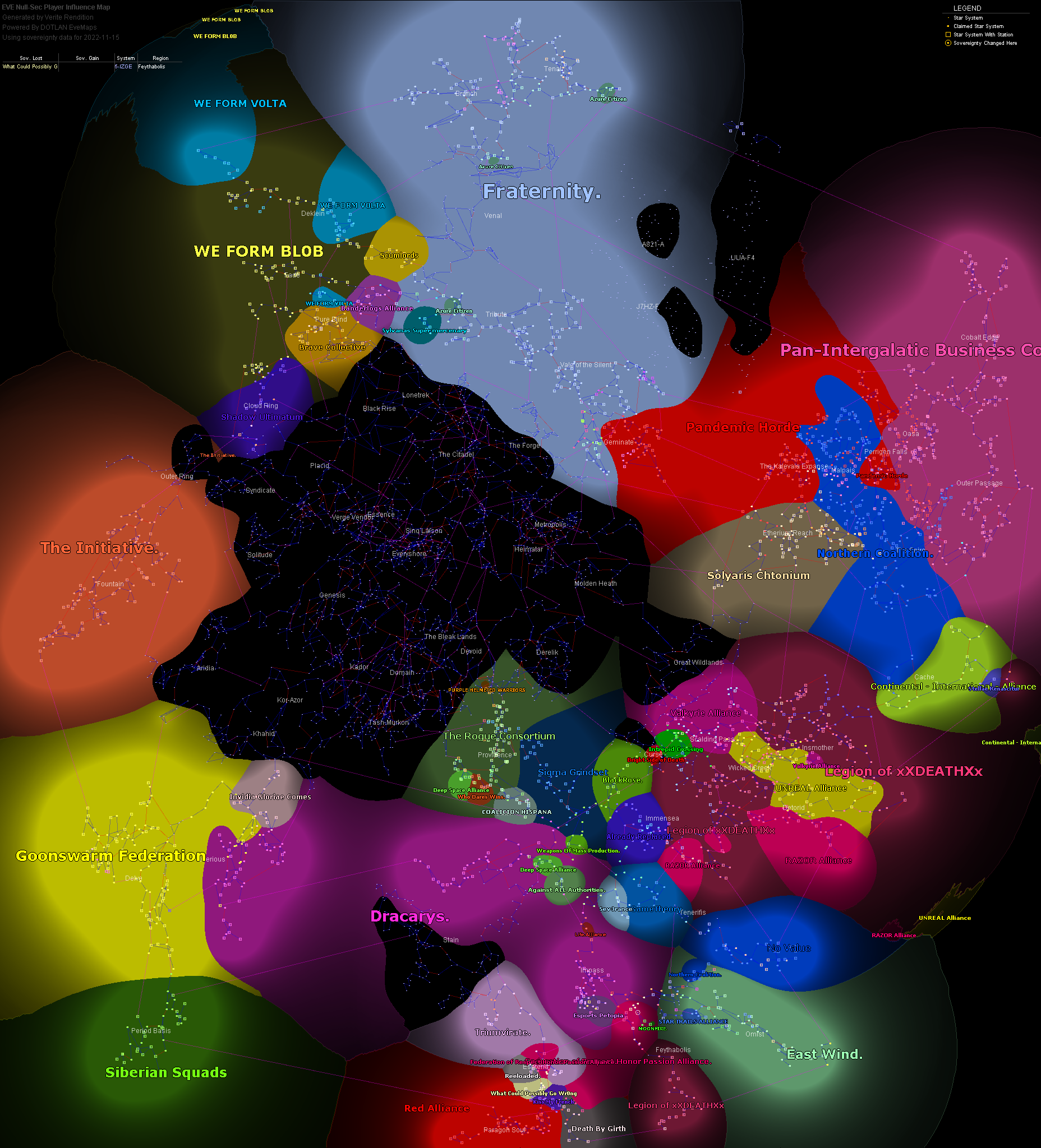 influence map of New Eden, 2022-11-15