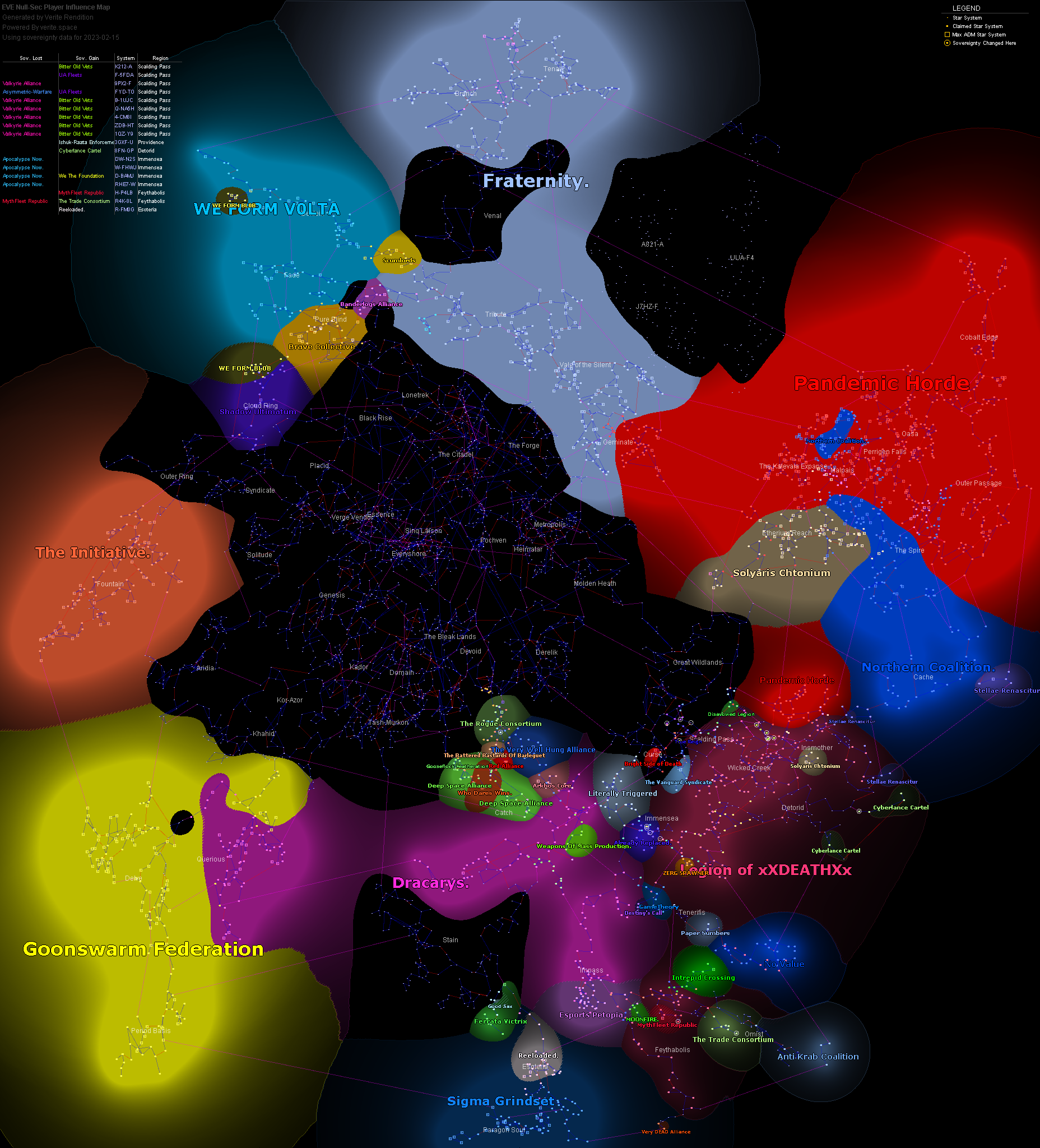 influence map of New Eden, 2023-02-15