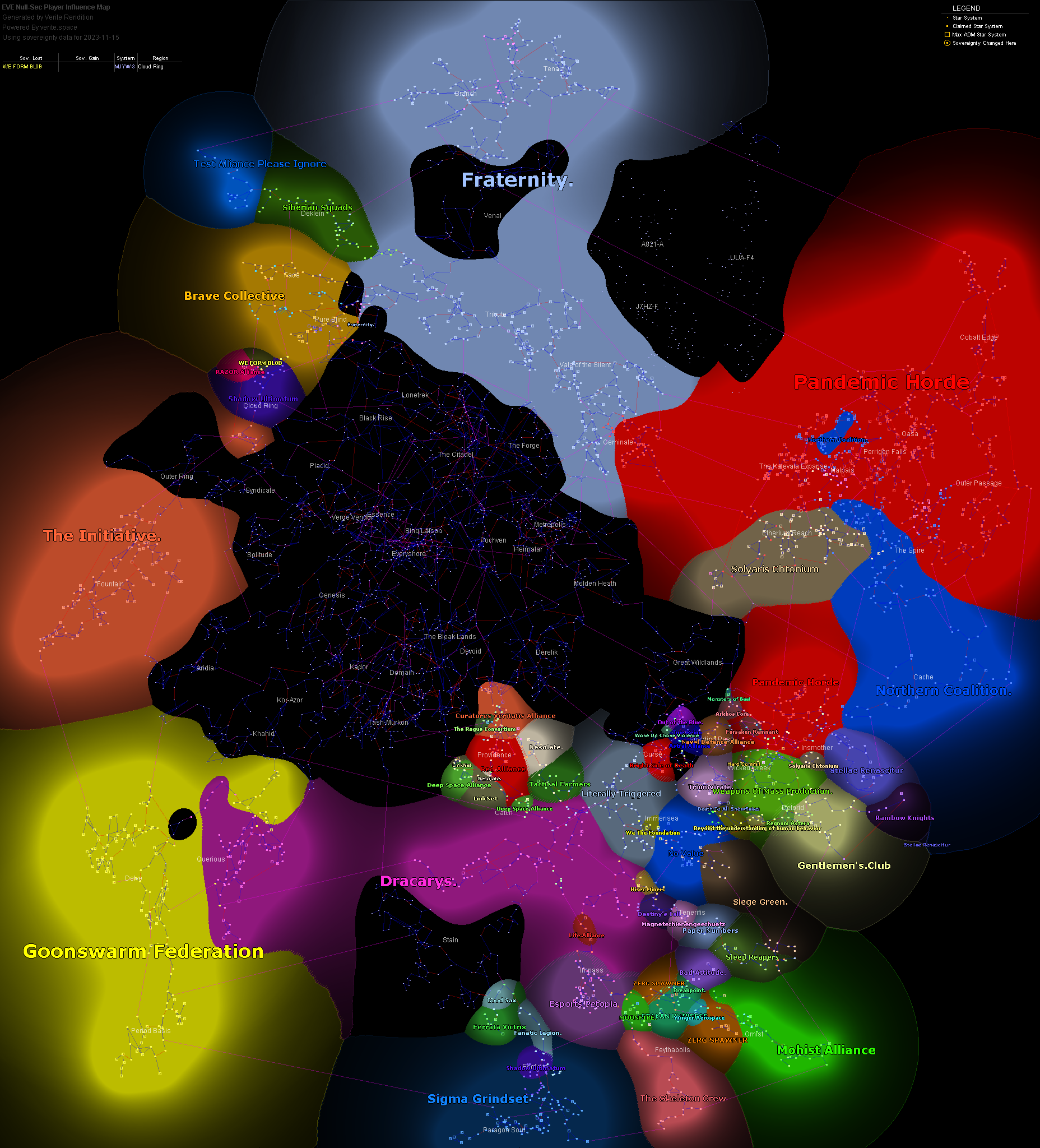 influence map of New Eden, 2023-11-15